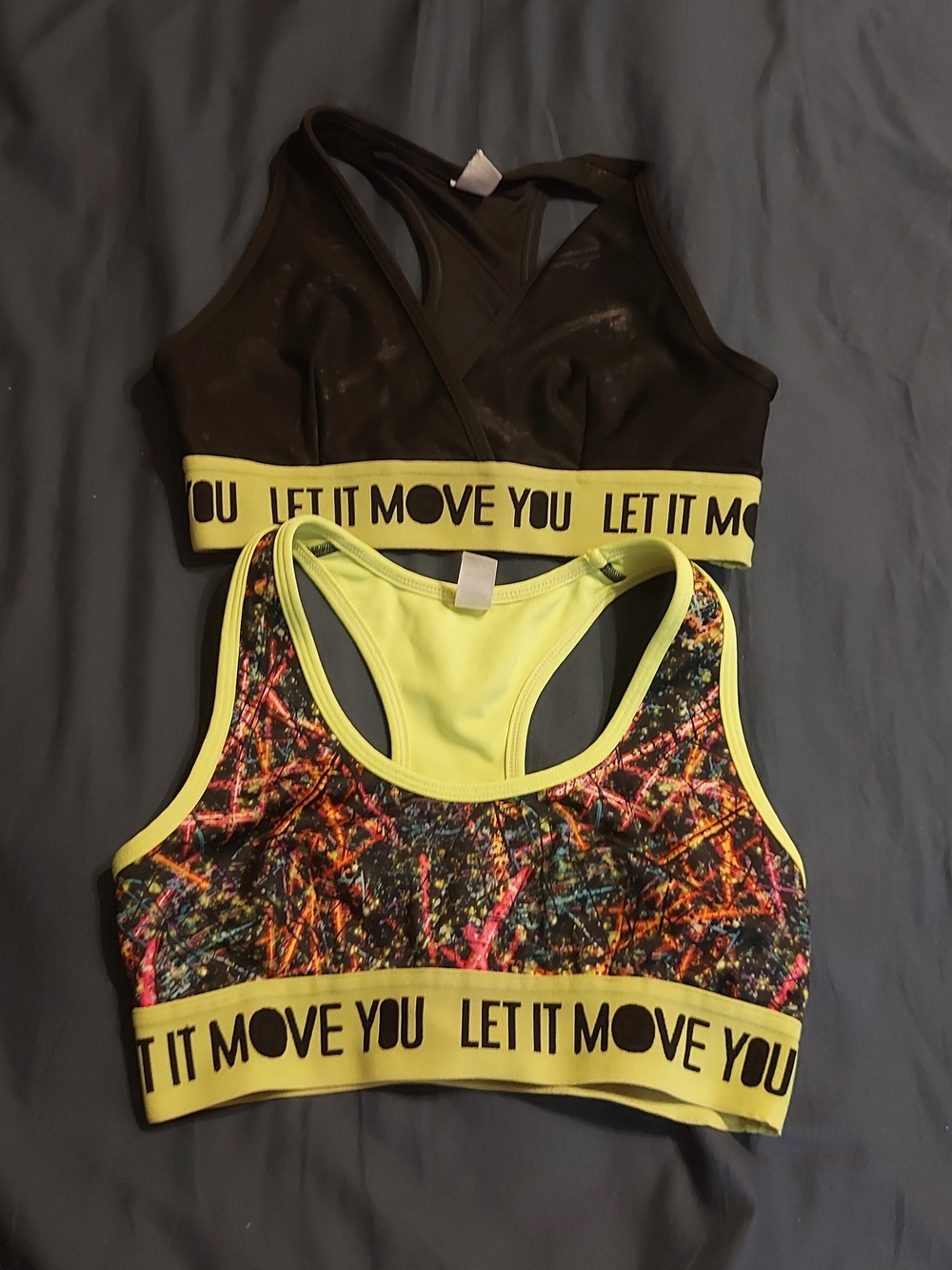 Zumba Fitness Black and Neon Patterned Sports Bras (2-Pack)